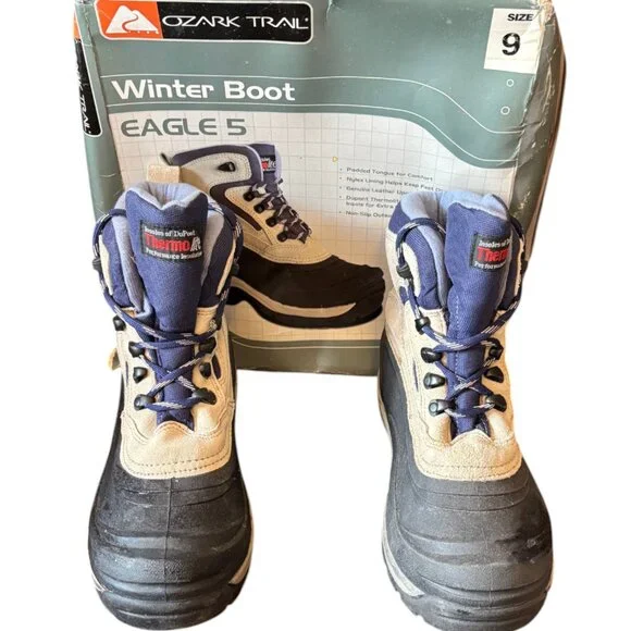Ozark Trail Eagle 5 Thermolite Tan/ Navy Winter Snow‎ Boots Women USA 9 EUR 41
