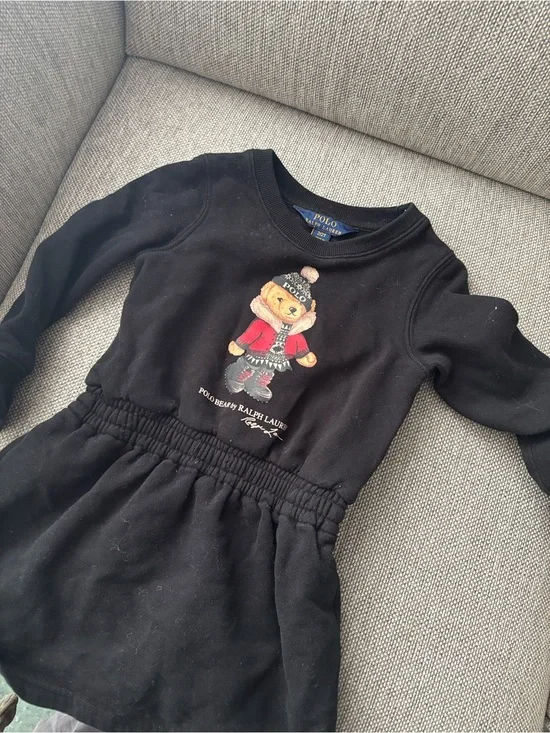 Ralph Lauren Black Knit Bear Graphic Dress