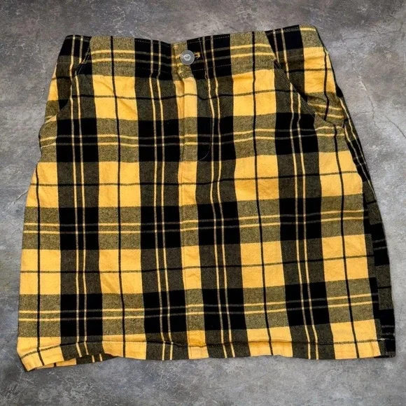 Hollister Yellow Plaid Skirt Women's Size XS Academia Preppy Casual City