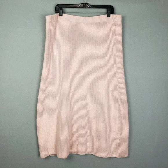 H&M Size XL‎ Ribbed Sweater Skirt Pastel Pink Preppy Winter Office Cozy Career