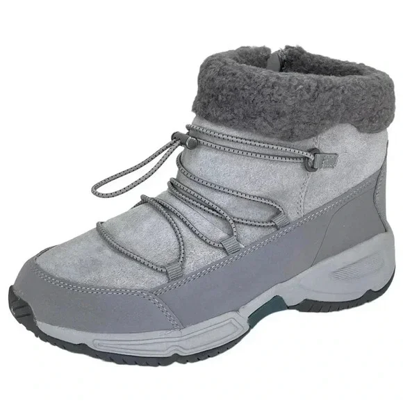 Easy Spirit Voyage Grey Leather Insulated Womens Ankle Boots Size 6M