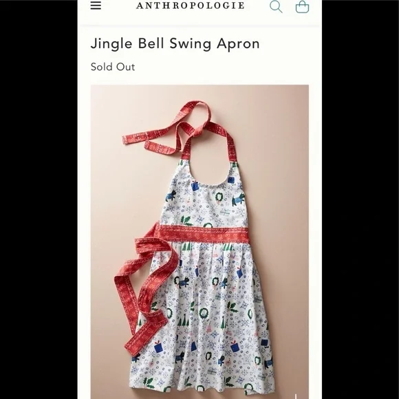 NWOT Anthropologie Jingle Bells Apron