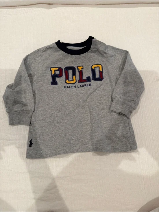 Ralph Lauren Gray Top with Navy Pants Baby Set 9M