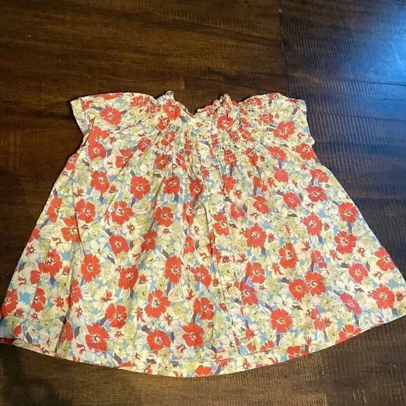 Ralph Lauren Floral Smocked Button Down Shirt Baby Girl 9-Month