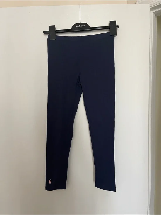 Ralph Lauren Girls' Dark Navy Stretch Leggings with Pony Logo