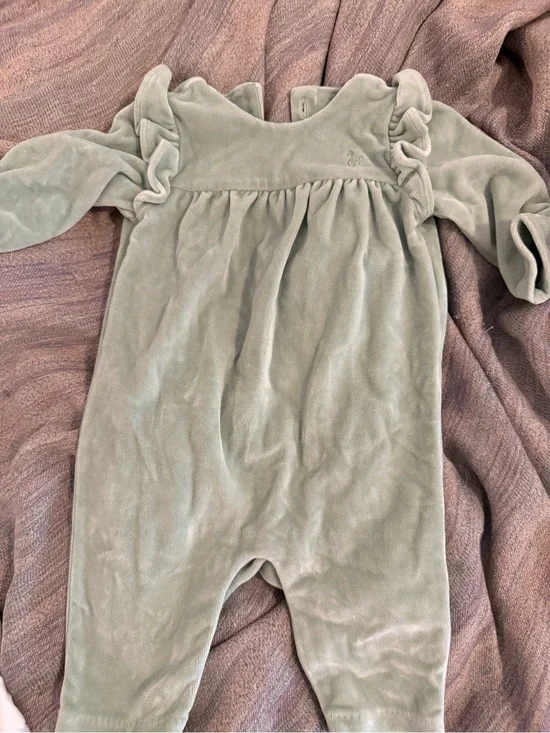 Ralph Lauren Sage Green Velvet Baby One-Piece Bodysuit (3M)