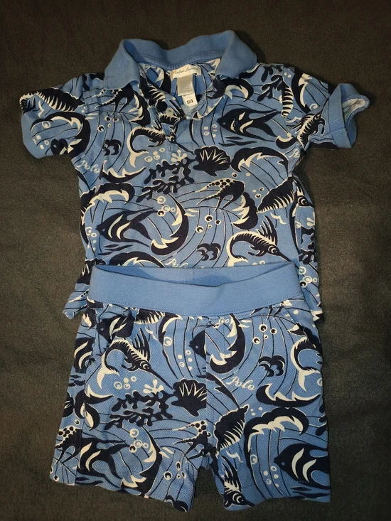 Ralph Lauren Blue Nautical Print Kids Matching Set