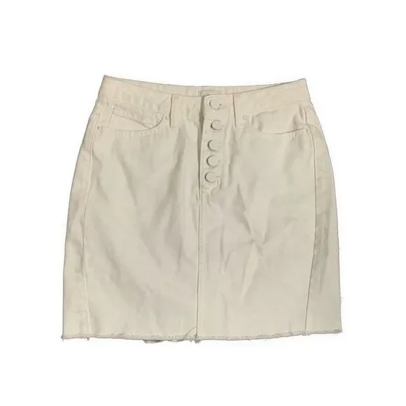 River Island Womens Solid White Denim Jean Mini Skirt 4 Small US 8 UK