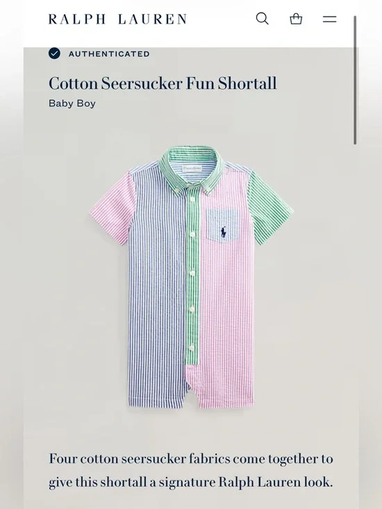 Baby boy Ralph Lauren seersucker one piece
