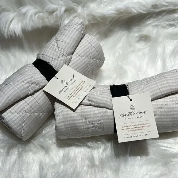 2-Hearth & Hand with Magnolia - King Diamond‎ Stripe Matelasse Pillow Shams