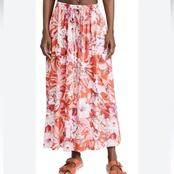 MINKPINK Josie Maxi Skirt In Pink Floral XXL NWT