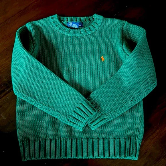 Ralph Lauren boys 6 Hunter green crew neck sweater cotton.