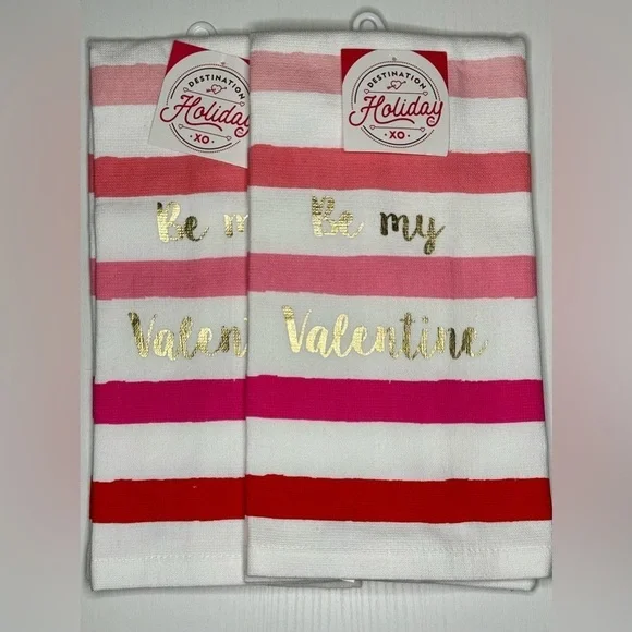 Valentine's Kitchen Towels - Pink and Red