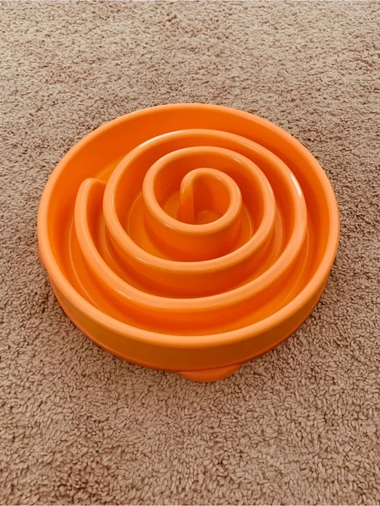 Outward Hound Fun Slow Feeder Interactive Dog Bowl, Orange, 4 cup