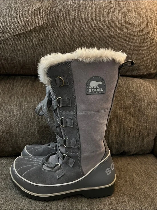 New SOREL Tivoli High II Suede Snow Boots - Charcoal Grey - Women's Size 7 NWOB
