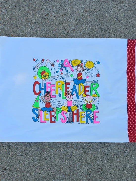 A Cheerleader Sleeps Here Adorable White Decorated Graphic Pillowcase