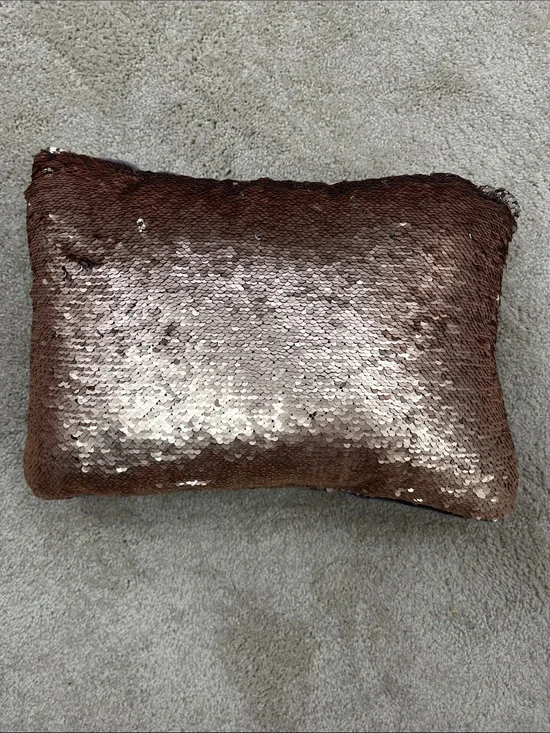 Reversible Sequin Pillow in Rose Gold and Silver
