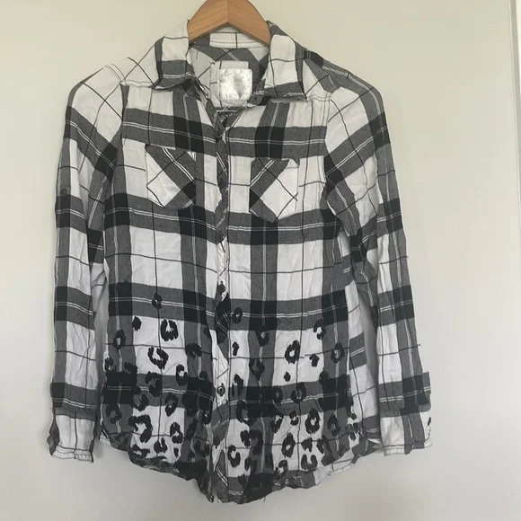 Justice Black Plaid Shirt Sz 16