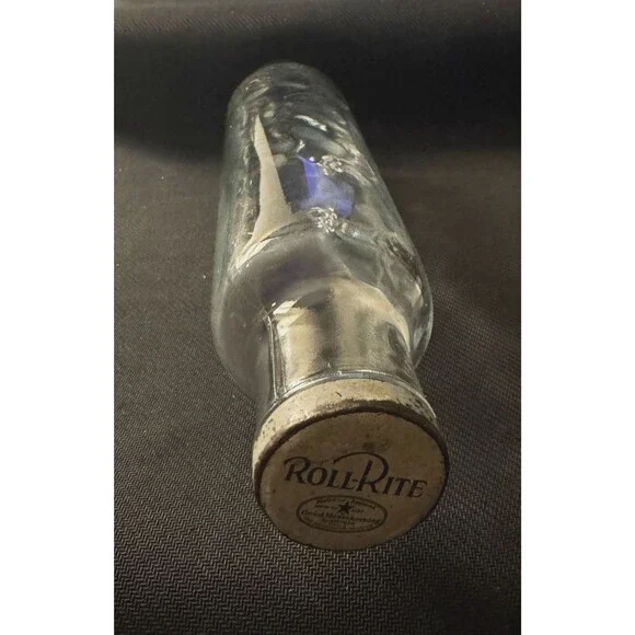 Vintage Roll Rite Clear Glass Rolling Pin w/ Cork Lined Cap