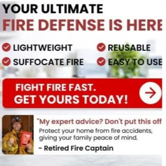Emergency Fire Blanket 39''x39'' Reusable Ultimate Fire Defense Tool is Here‎