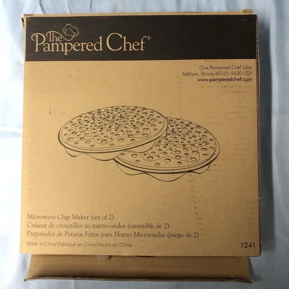 Pampered Chef Black Silicone Microwave Potato Chip Maker #1241 New in‎ Box