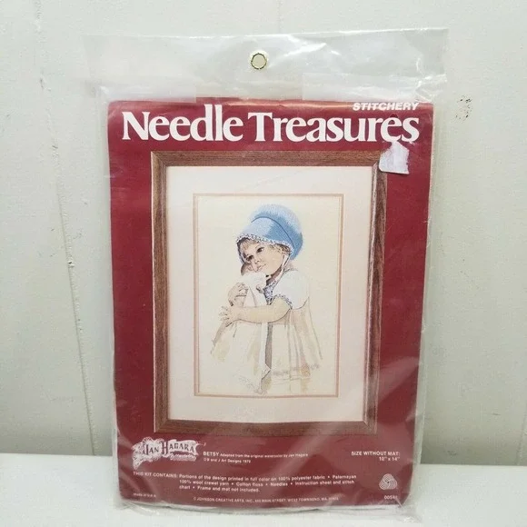Needle Treasures Jan Hagara 1979 BETSY Crewel Needlepoint USA 10x14
