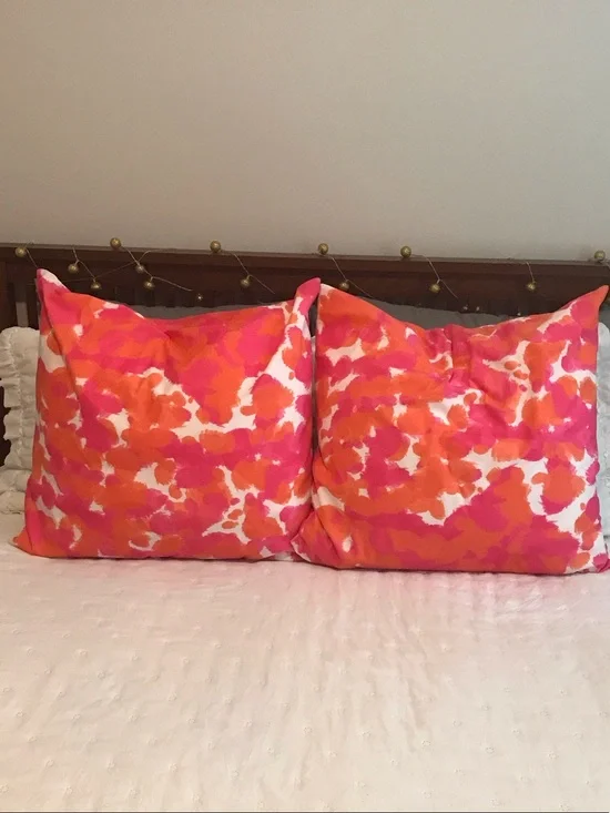Vibrant Pink & Orange Abstract Pillow Shams - Pair