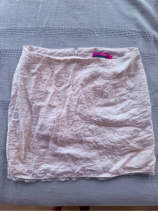 Edikted Pale Pink Linen-Blend Mini Skirt
