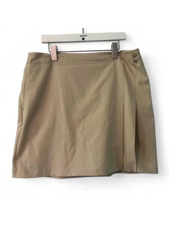 Izod Cool FX Tan and Cream pleated mini skort- size 10