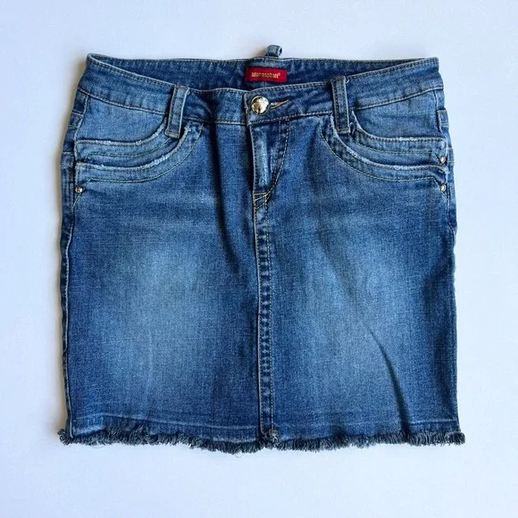 Y2K/90s Vintage Blue Asphalt Denim Mini Skirt