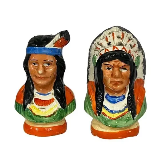 Vtg Native American Salt Pepper Shakers‎ Pair Southwestern Kitsch Made In Japan
