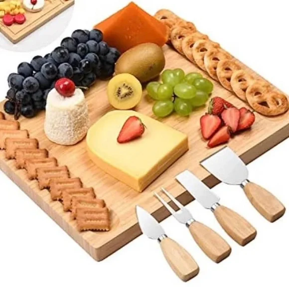 NEW IN BOX ROYAMY CHEESE BOARD BAMBOO WOOD DOUBLE SIDED