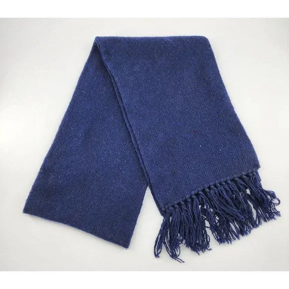 Vtg Christian Dior Knit Scarf Shetland Wool Blend‎ Spun in England Blue 56