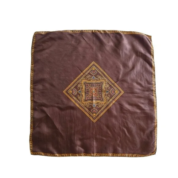 DIOR VTG Art to Wear Dophamine Geometric Silk Chocolate Brown Square Scarf
