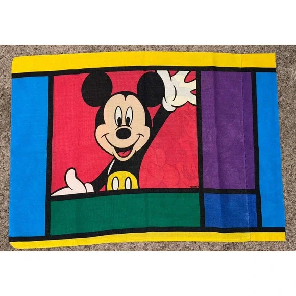 vintage disney single‎ mickey mouse pluto standard pillowcase bright color
