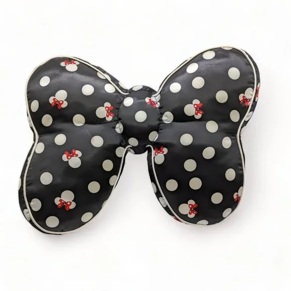 Disney Parks Minnie Mouse Throw Bow Pillow Black Polka Dots and Minnie Mouse