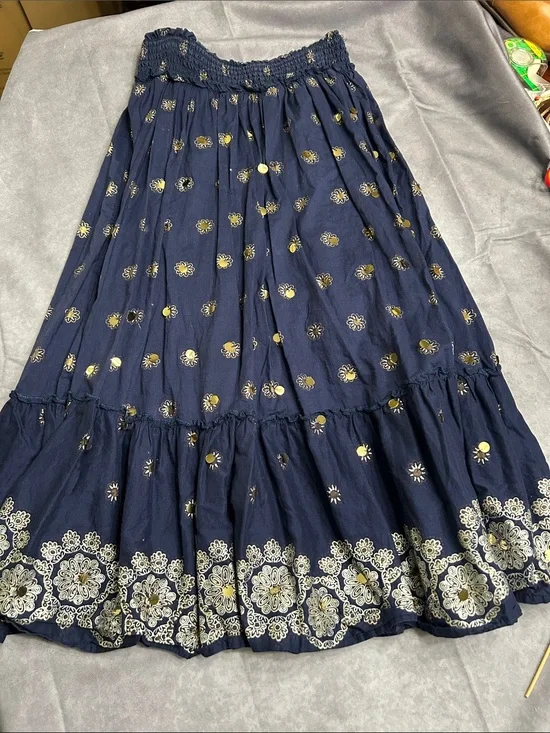 Justice Boho Style Navy Floral Print Maxi Skirt - Girls 12