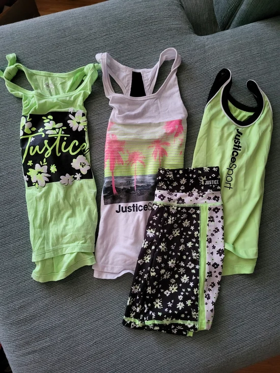 Justice Girls Lime Green Tank with Bike Shorts
