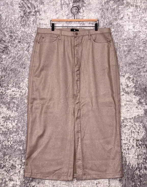 Banana Republic Pearl Metallic Denim Maxi Skirt 18 Womens