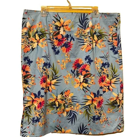 Talbots Floral Tropical Skirt Women’s‎ Size 18W Vacation Resortwear