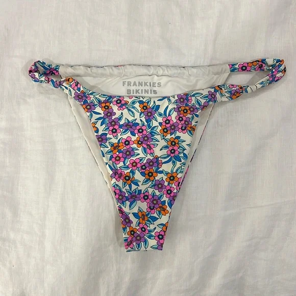 Frankies bikinis floral print super cheeky bikini bottoms