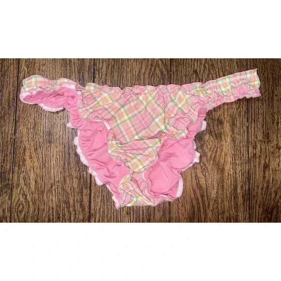 strawberry plaid pinky cheeky bikini  bottom frankies bikinis XL
