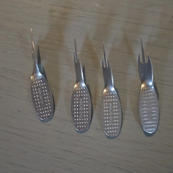 Vintage Stainless Steel Corn Cob Holders Metal Set of 4