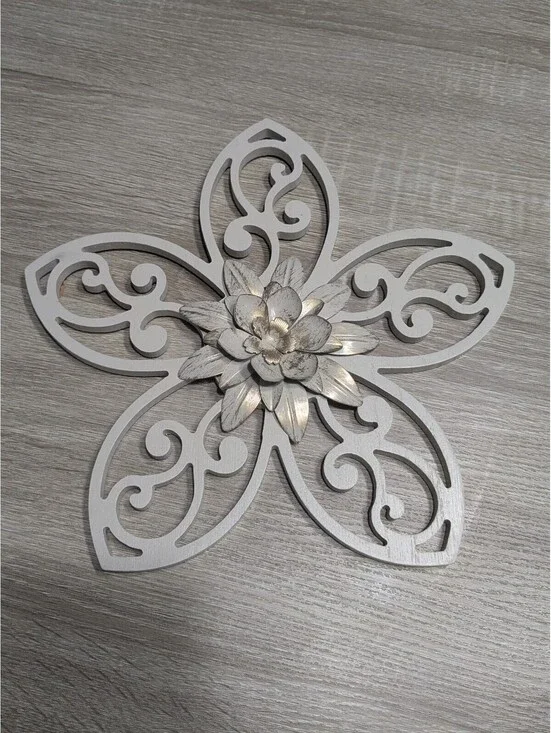 Decorative White Wooden Flower Wall Hanging