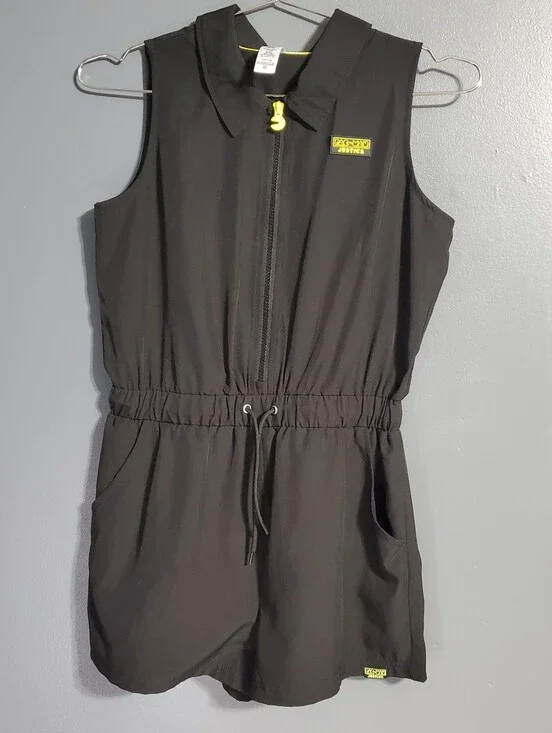 Justice Pac Man Black Sleeveless Zip Romper with Yellow Accents Girl's Size XL