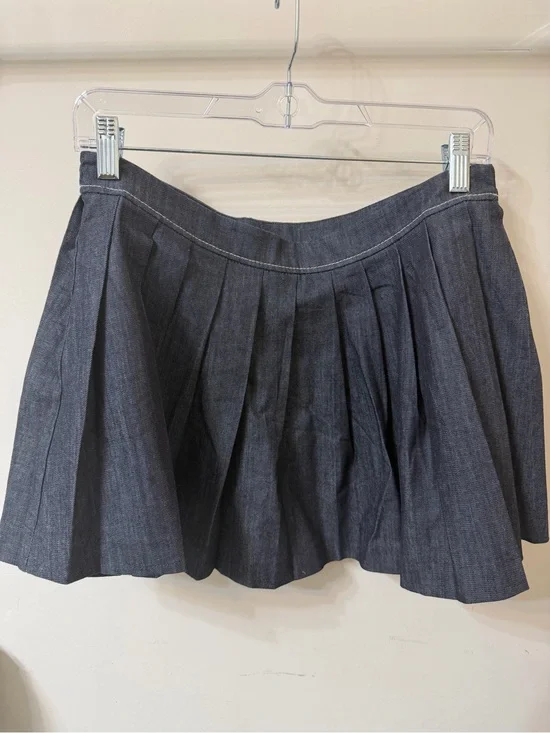 Zara Pleated Denim Midi Skirt