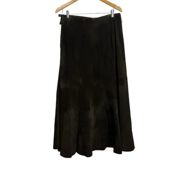 Prosper & Devine Vintage Brown Leather Maxi Skirt‎ Size 8