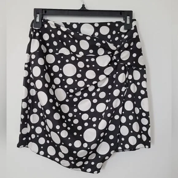 River Island Faux Wrap Polka Dot Mini Skirt NWOT