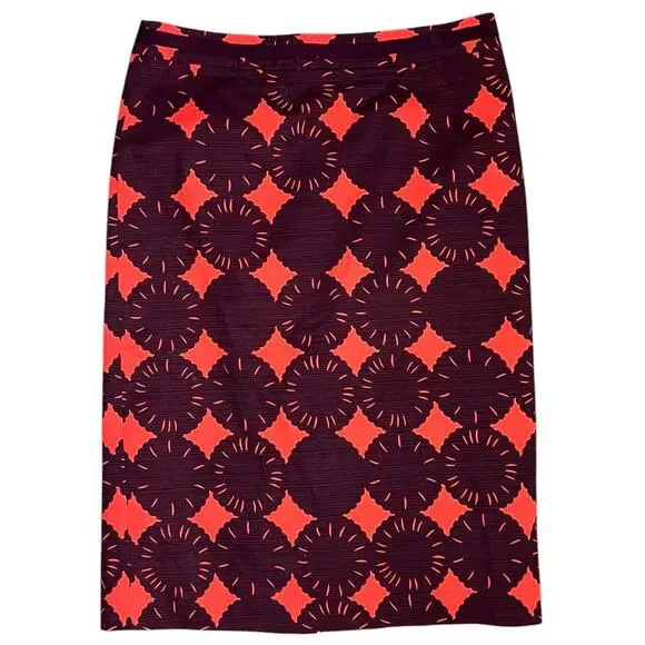 BODEN Red & wine Geometric flower Pencil Skirt professional preppy size 8L