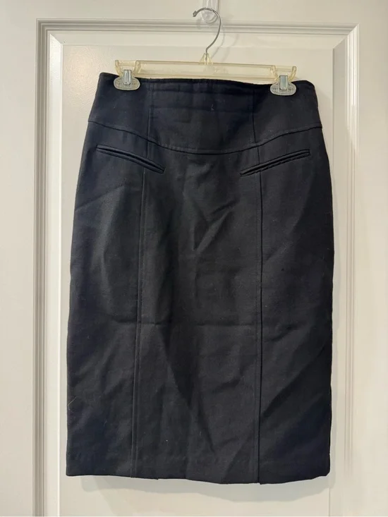 Nanette Lepore Black Pencil Skirt with Subtle Welt Pockets